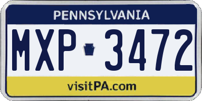 PA license plate MXP3472