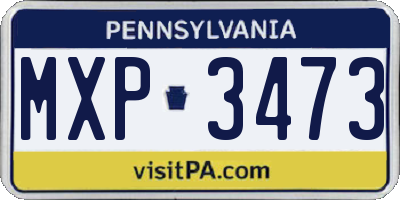 PA license plate MXP3473