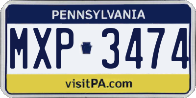 PA license plate MXP3474
