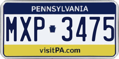 PA license plate MXP3475