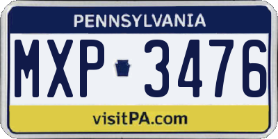 PA license plate MXP3476
