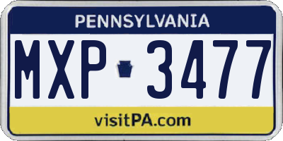 PA license plate MXP3477