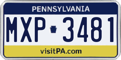 PA license plate MXP3481