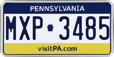 PA license plate MXP3485