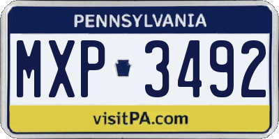 PA license plate MXP3492