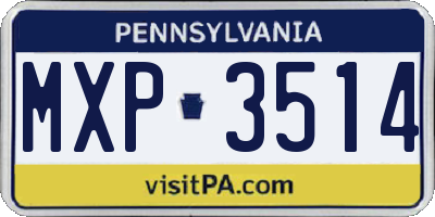 PA license plate MXP3514