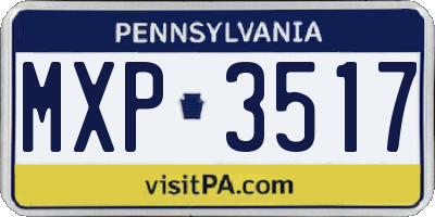 PA license plate MXP3517