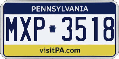 PA license plate MXP3518