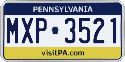 PA license plate MXP3521