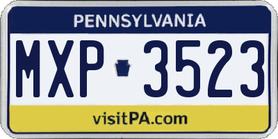 PA license plate MXP3523