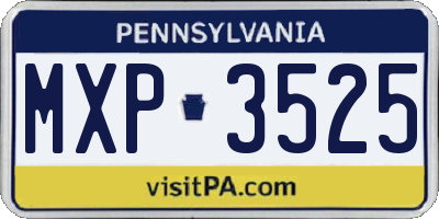 PA license plate MXP3525
