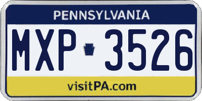 PA license plate MXP3526