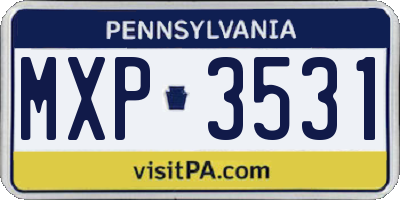PA license plate MXP3531