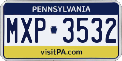 PA license plate MXP3532