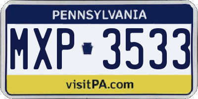 PA license plate MXP3533