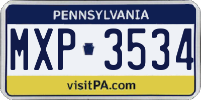 PA license plate MXP3534