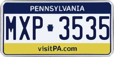 PA license plate MXP3535