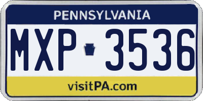 PA license plate MXP3536