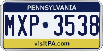 PA license plate MXP3538