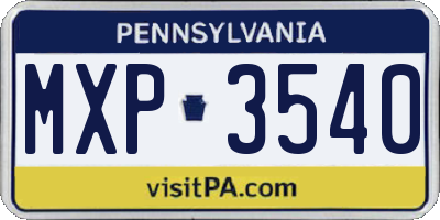 PA license plate MXP3540
