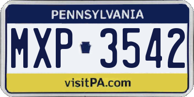 PA license plate MXP3542