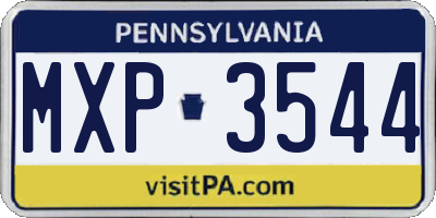 PA license plate MXP3544