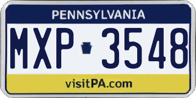 PA license plate MXP3548