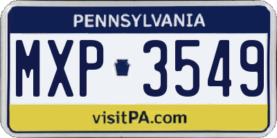 PA license plate MXP3549