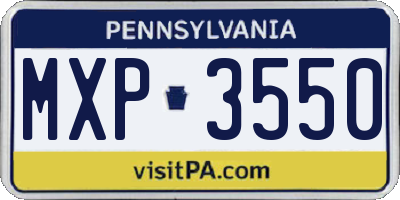 PA license plate MXP3550