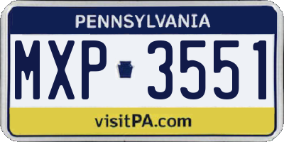 PA license plate MXP3551