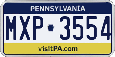 PA license plate MXP3554