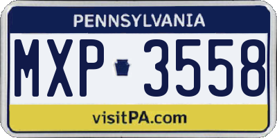 PA license plate MXP3558
