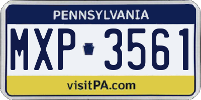 PA license plate MXP3561