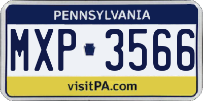 PA license plate MXP3566