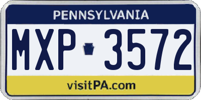 PA license plate MXP3572