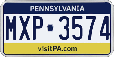 PA license plate MXP3574