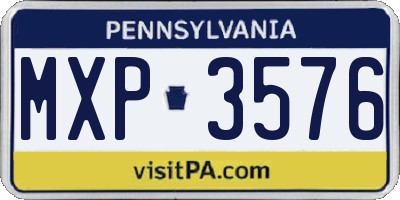 PA license plate MXP3576