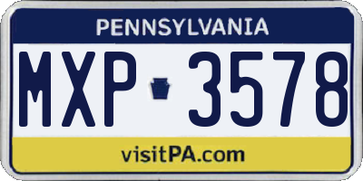 PA license plate MXP3578