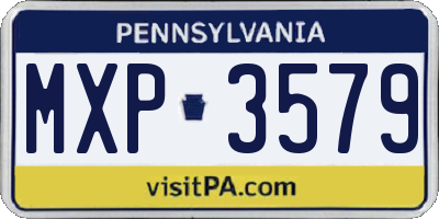 PA license plate MXP3579