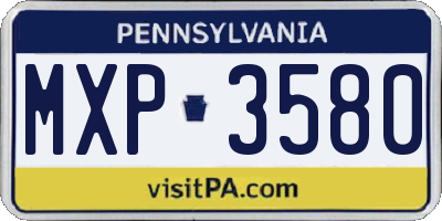 PA license plate MXP3580