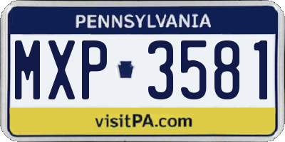 PA license plate MXP3581