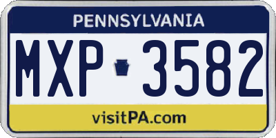 PA license plate MXP3582