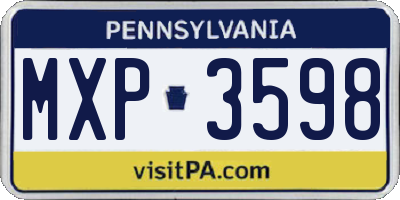 PA license plate MXP3598