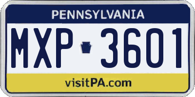 PA license plate MXP3601