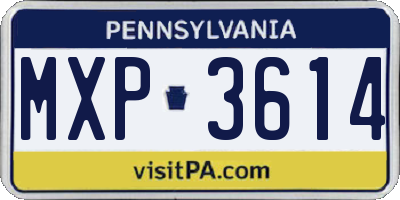 PA license plate MXP3614