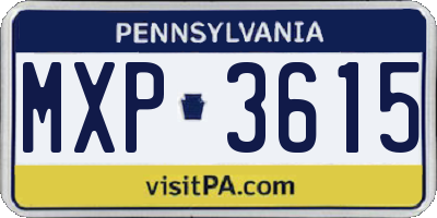 PA license plate MXP3615