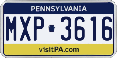 PA license plate MXP3616