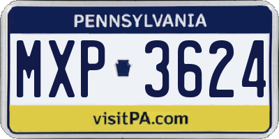 PA license plate MXP3624