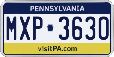 PA license plate MXP3630
