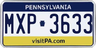 PA license plate MXP3633